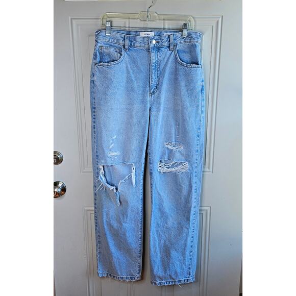 Cotton:On Loose Straight Jeans Light Wash Size 8 Boyfriend Distressed Denim - Picture 1 of 9